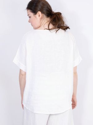 Дамска ленена блуза в бяло
