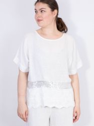 Дамска ленена блуза в бяло