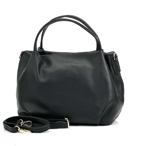 Handbag made of natural leather in black