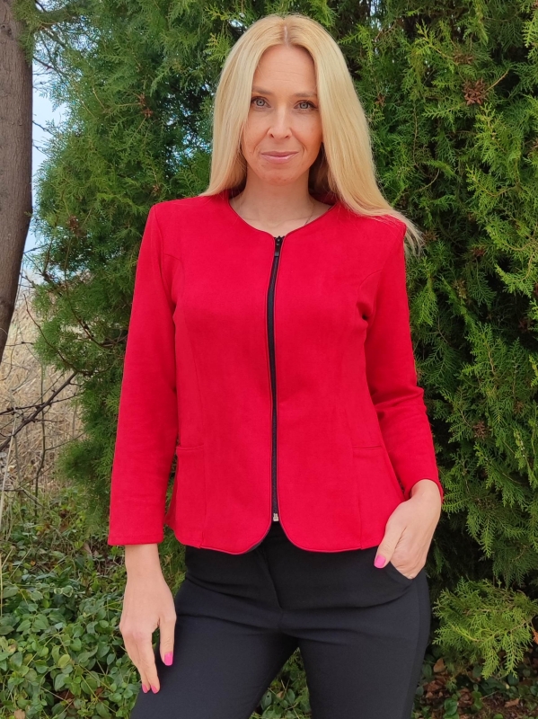 Fitted women's jacket in red