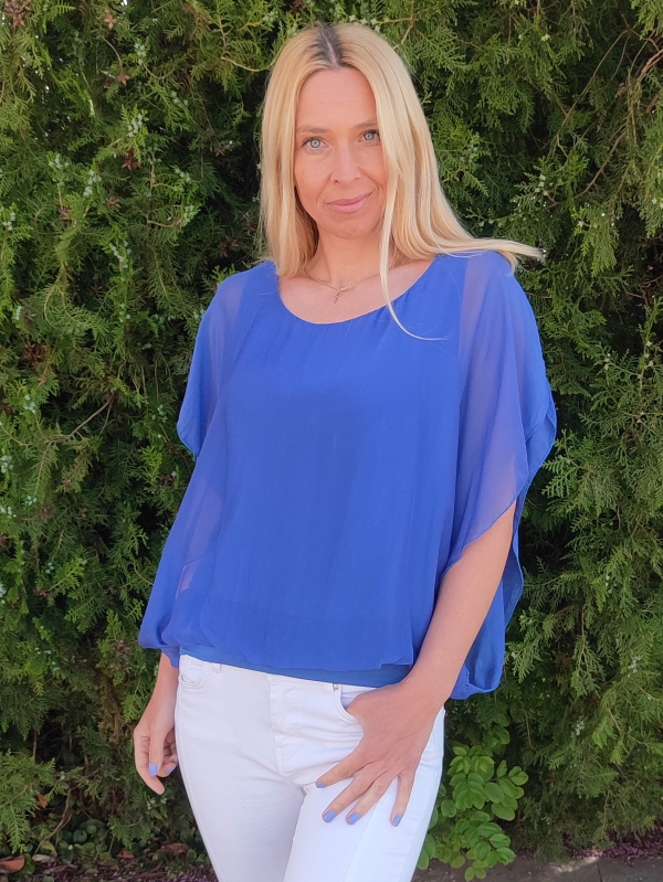  Women's silk blouse in blue