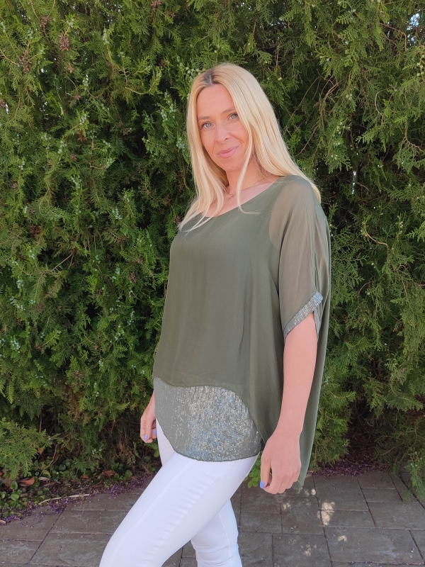  Women's silk blouse in haki