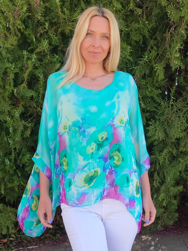  Women's silk blouse in blue 