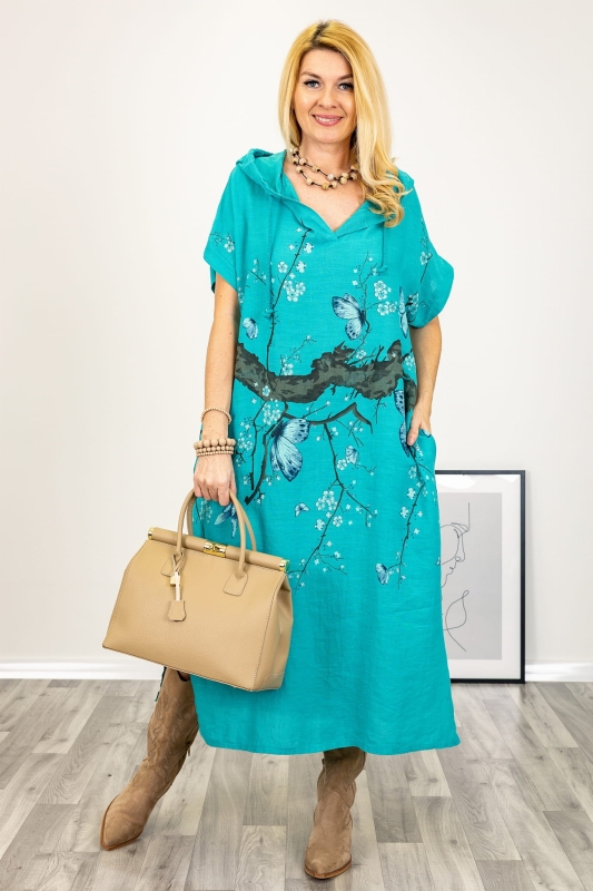 Linen dress with hood 