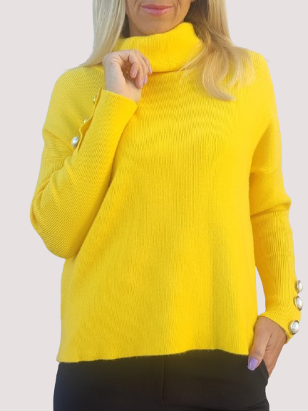 Women's blouse with polo collar in yellow