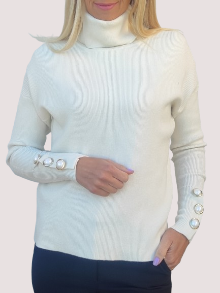 Women's blouse with polo collar in white