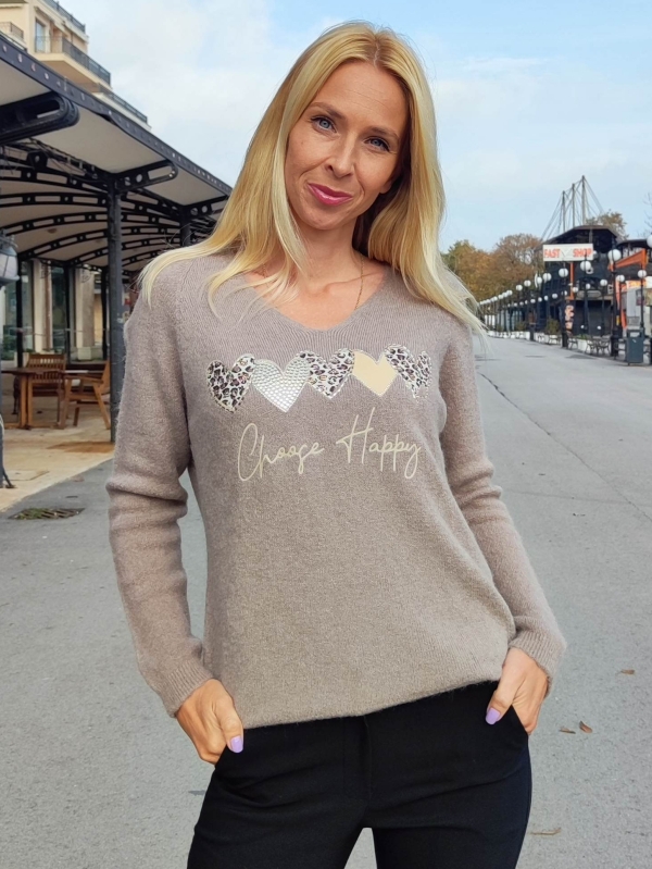 Women's blouse with alpaca in beige 