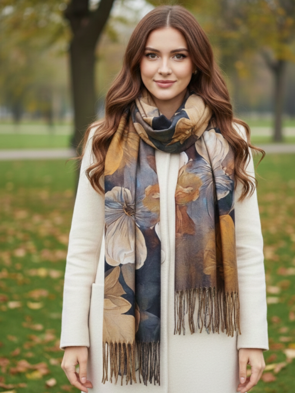 Scarf with floral motifs "Color Palette"