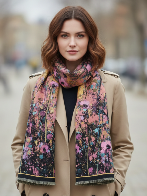 Луксозен арт шал с абстрактен принт