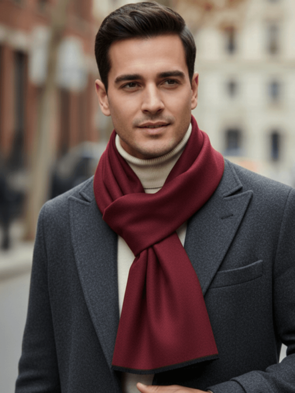 Men's cashmere scarf in burgundy