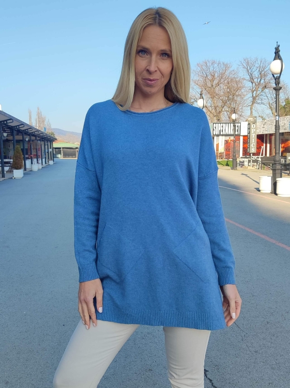 Италианска дамска туника в синьо – Универсален размер (XL-3XL)