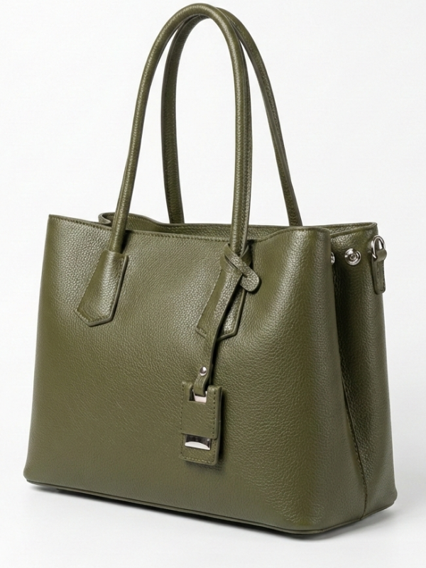 Green genuine leather handbag | Clean design | Unique Fashion