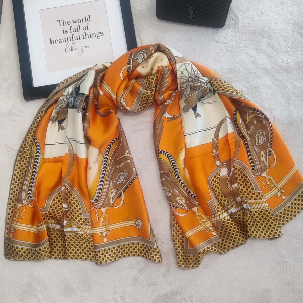 Large satin scarf in orange