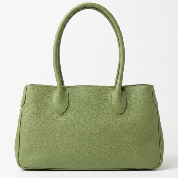 Green Italian genuine leather handbag Vera Pelle
