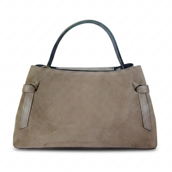Luxury Italian handbag made of natural suede and leather – Beige