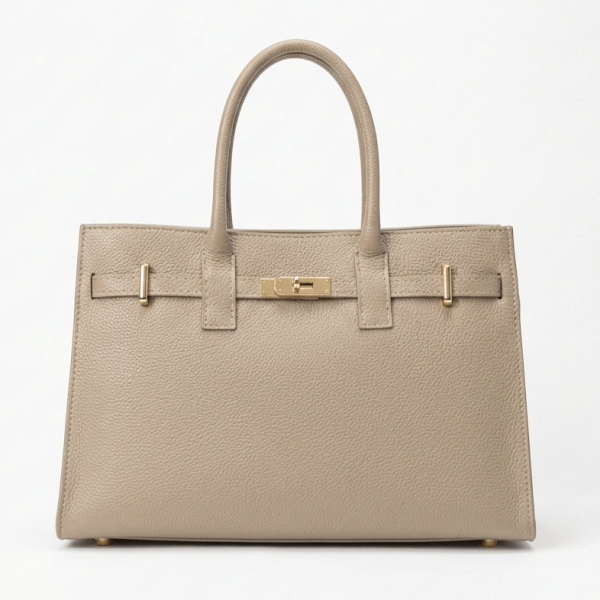 Дамска чанта от естествена кожа – Класически италиански дизайн | Бежова