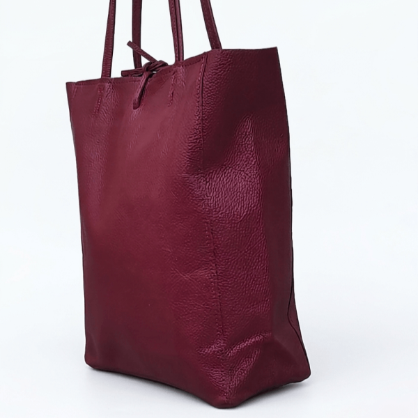 Италианска дамска чанта тип торба, цвят бордо | Unique Fashion