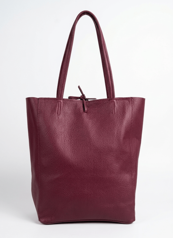 Италианска дамска чанта тип торба, цвят бордо | Unique Fashion