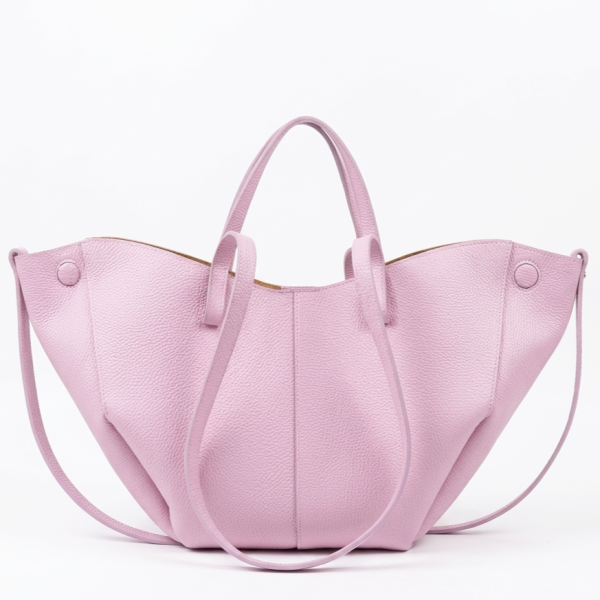 Light pink genuine leather handbag made in Italy