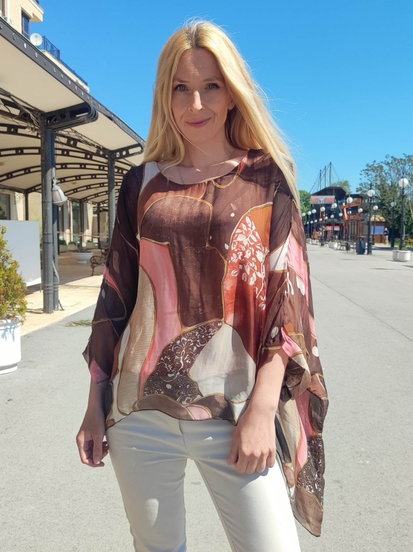 Italian silk blouse with abstract print | Unique Fashion