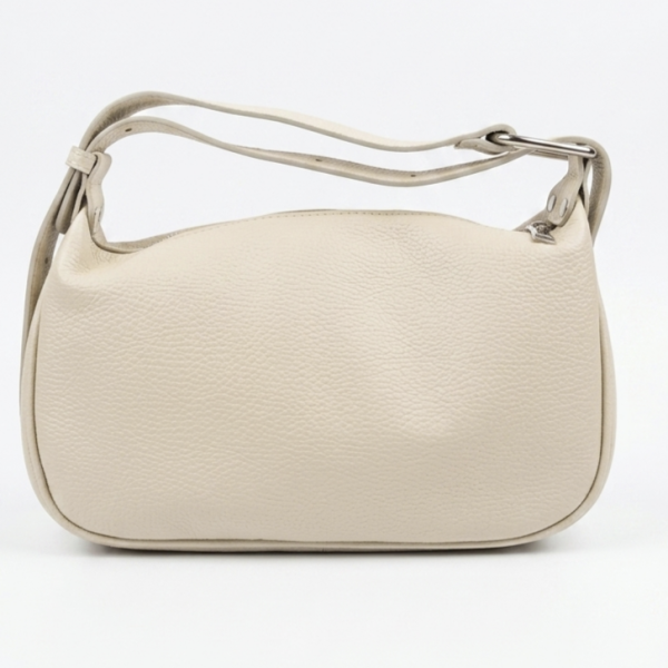 Beige genuine leather handbag made in Italy