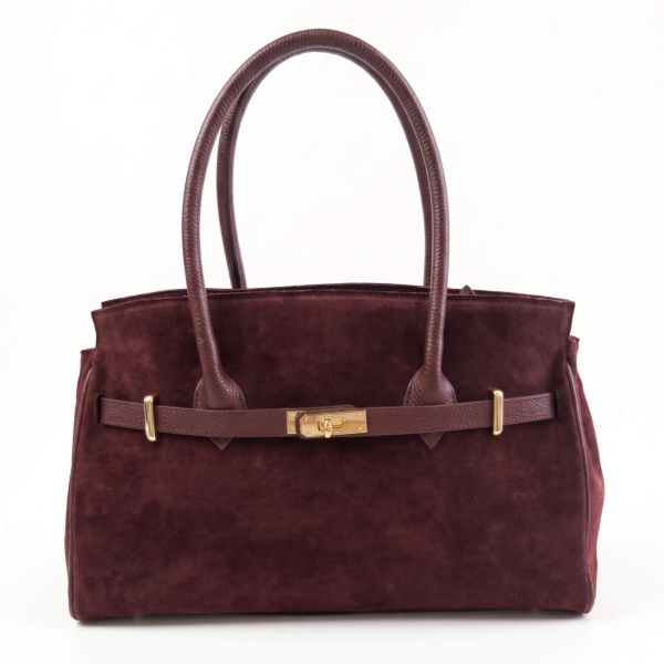 Италианска велурена чанта в цвят бордо | Unique Fashion