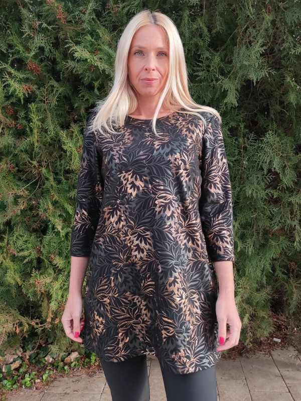 Women's tunic in black and gold 