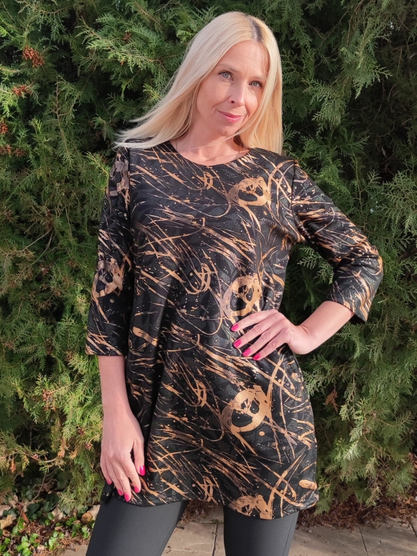 Women's tunic in black and gold 