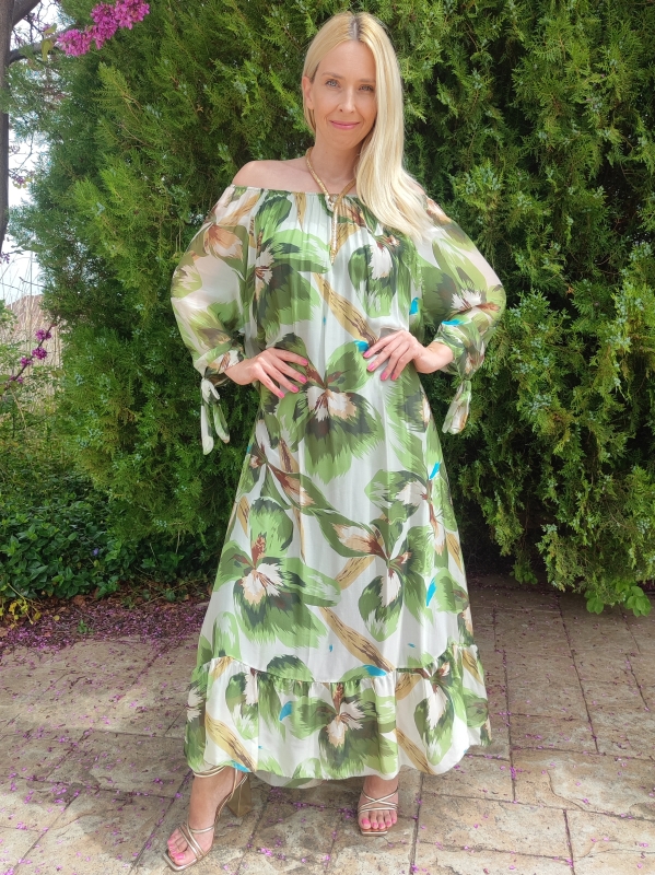  Women's silk dress in green