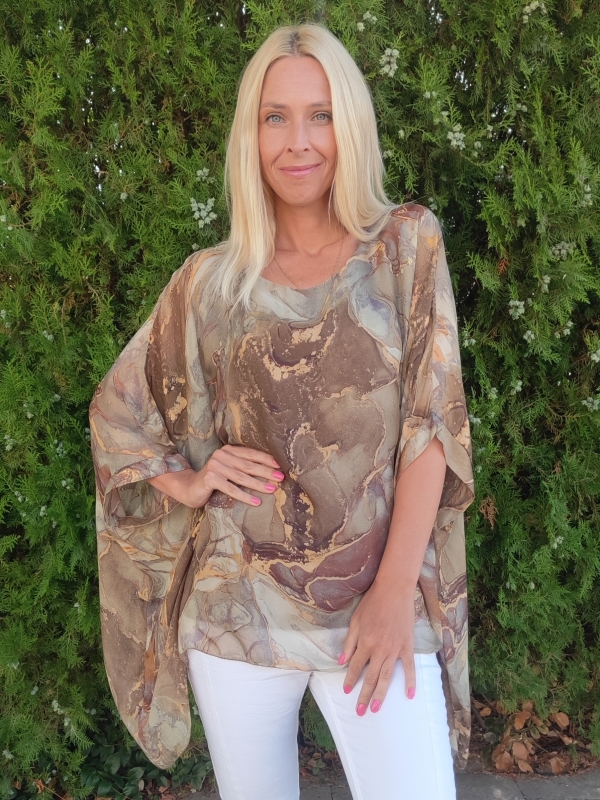 Women's Silk Tunic with Marble Print