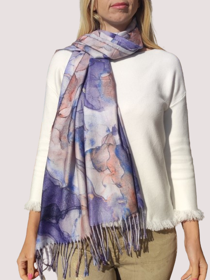 Women's cashmere scarf with marble print