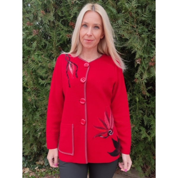 Women's vest in red with appliqué
