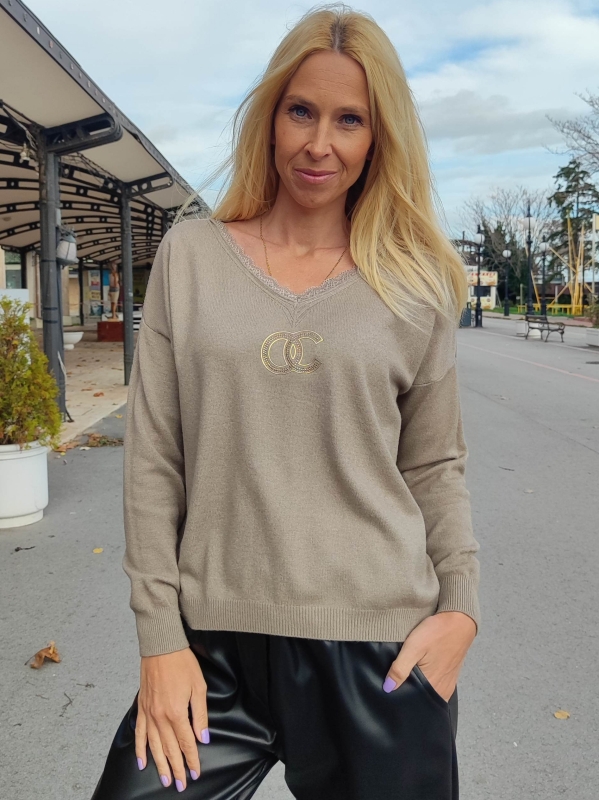 Дамска блуза "CC Chic" в тъмно бежово