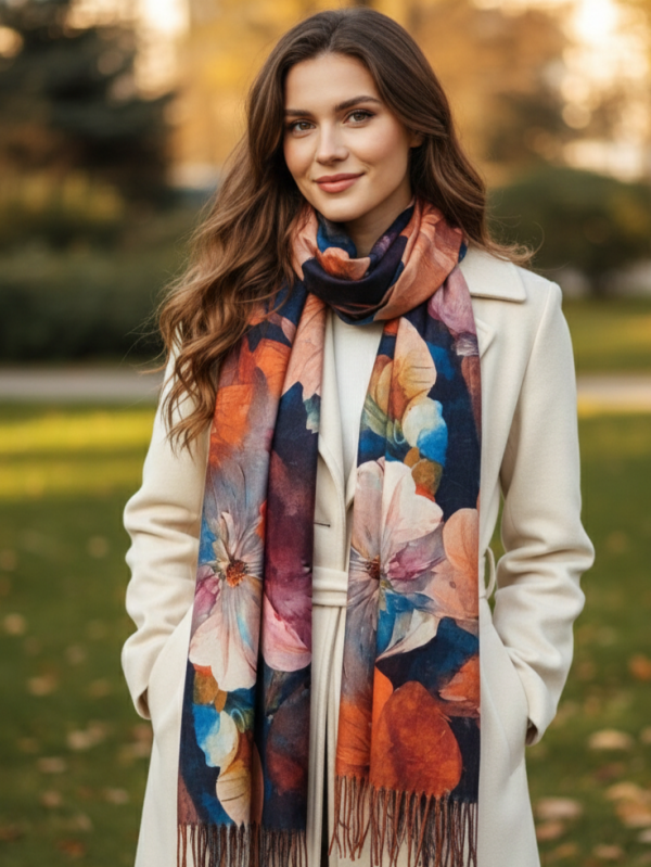 Scarf with floral motifs "Color Palette"