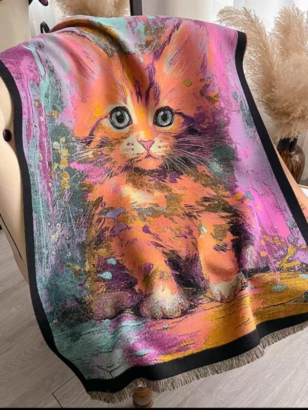 Зимен дамски шал с коте