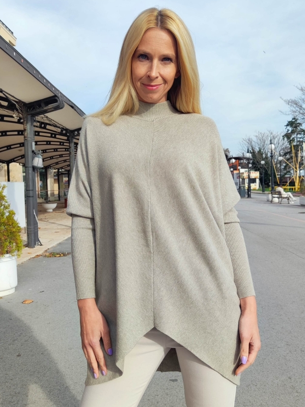 Макси туника Асиметрия в  светло бежово