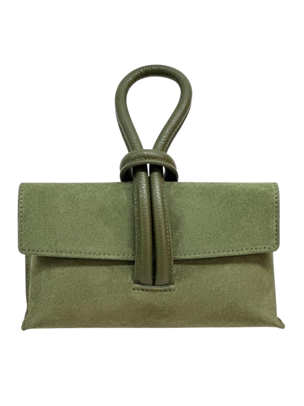 Small handbag made of natural suede with a striking handle | 4 Colors