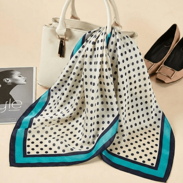 Women's turquoise polka dot scarf