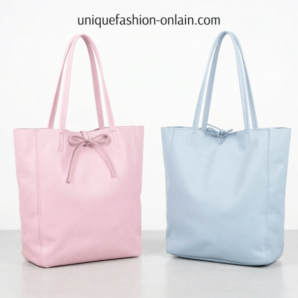 Дамски кожени чанти в пастелно розово и синьо от uniquefashion-onlain.com