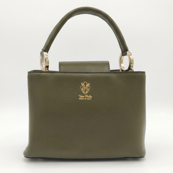 Women's leather bag in khaki color | Olive green, made in Italy