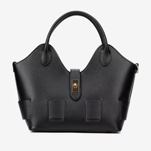 Black Italian genuine leather handbag Vera Pelle