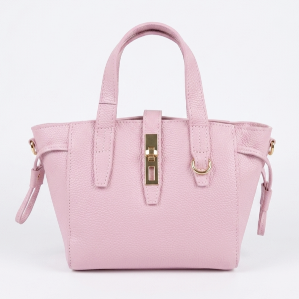 Front of an elegant pink genuine leather bag for uniquefashion-online