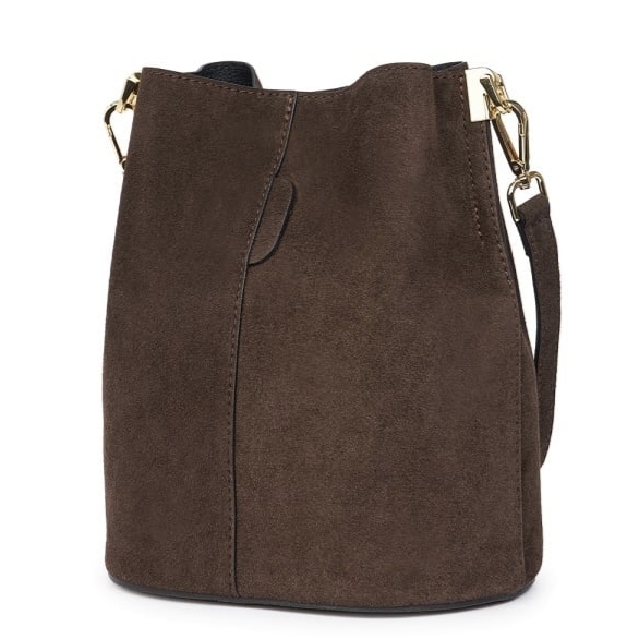 Luxury dark brown women's shoulder bag in genuine suede – Italian chic from Florence
