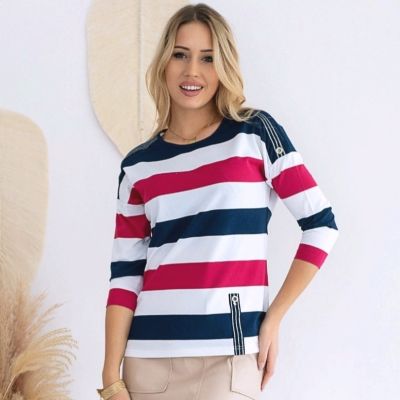 Women's striped  blue and pink blouse