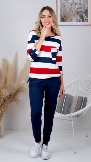 Women's blue and pink striped blouse