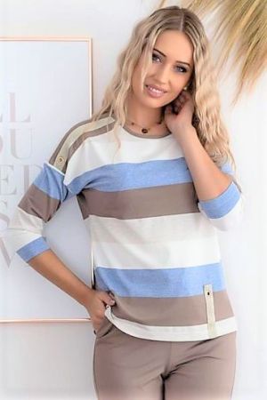 Women's blue and red striped blouse