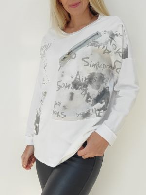 Памучна блуза с надписи