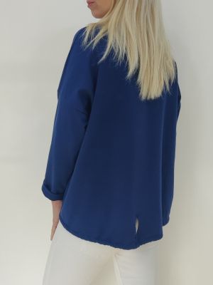 Памучна блуза  в тъмно синьо