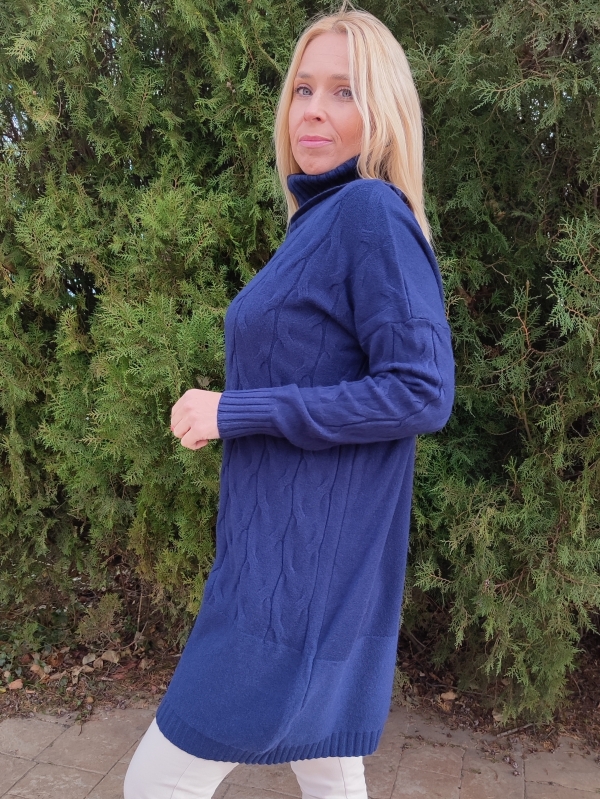 Women's braided tunic with polo collar