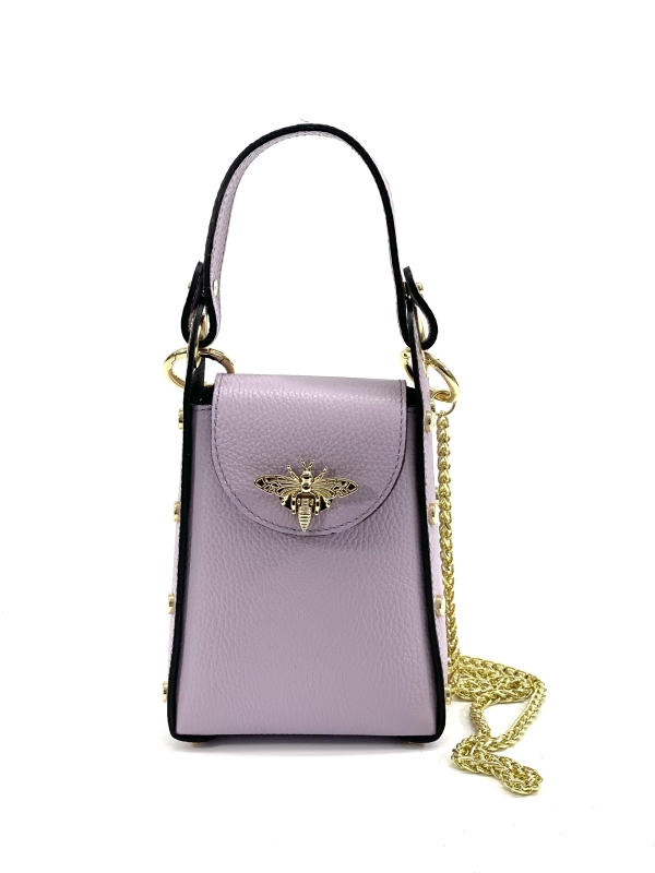 Small handbag made of genuine leather in purple 